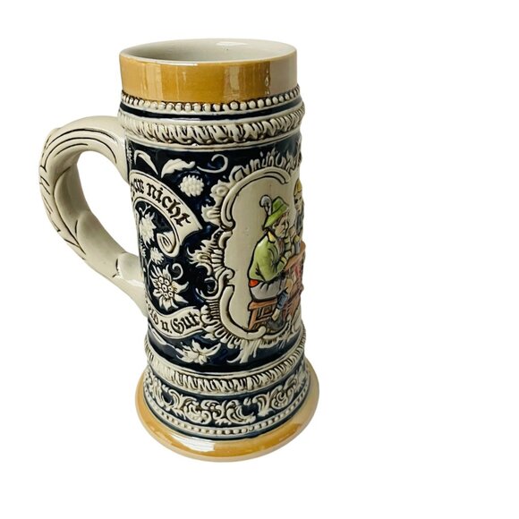 Vintage German Beer Stein Mug With Handle Hand-Painted Ceramic Bavarian Tavern S - Picture 3 of 11